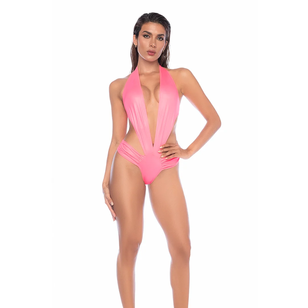 Body Mapalé rosa effetto wet look - immagine 4