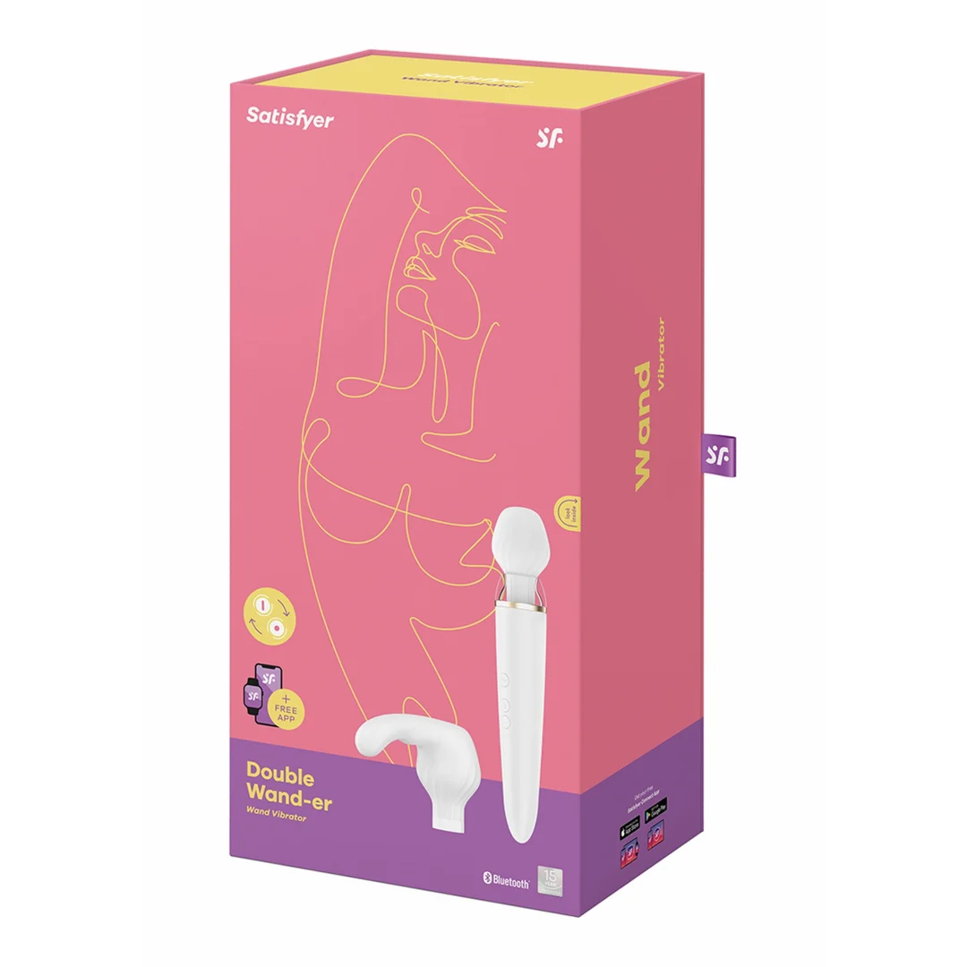 4001791-2 Vibratore wand Satisfyer controllato tramite app con accessori intercambiabili Satisfyer, bianco - immagine 1