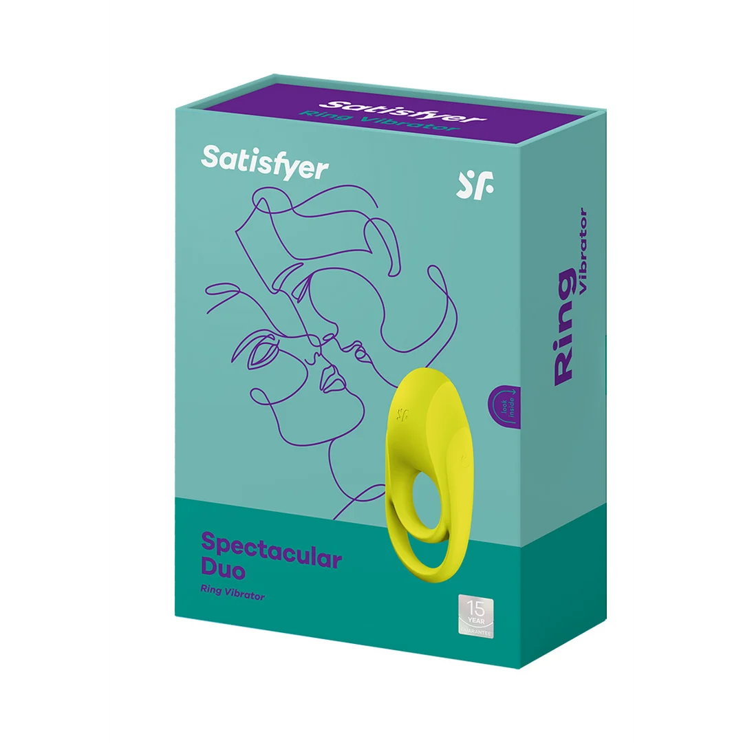 Anello fallico vibrante con stimolatore clitorideo – Spectaculaire – Anello fallico vibrante a doppia fascia – Verde neon - immagine 1