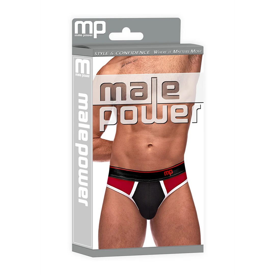 Male Power Panel Thong L/XL nero e rosso - immagine 1