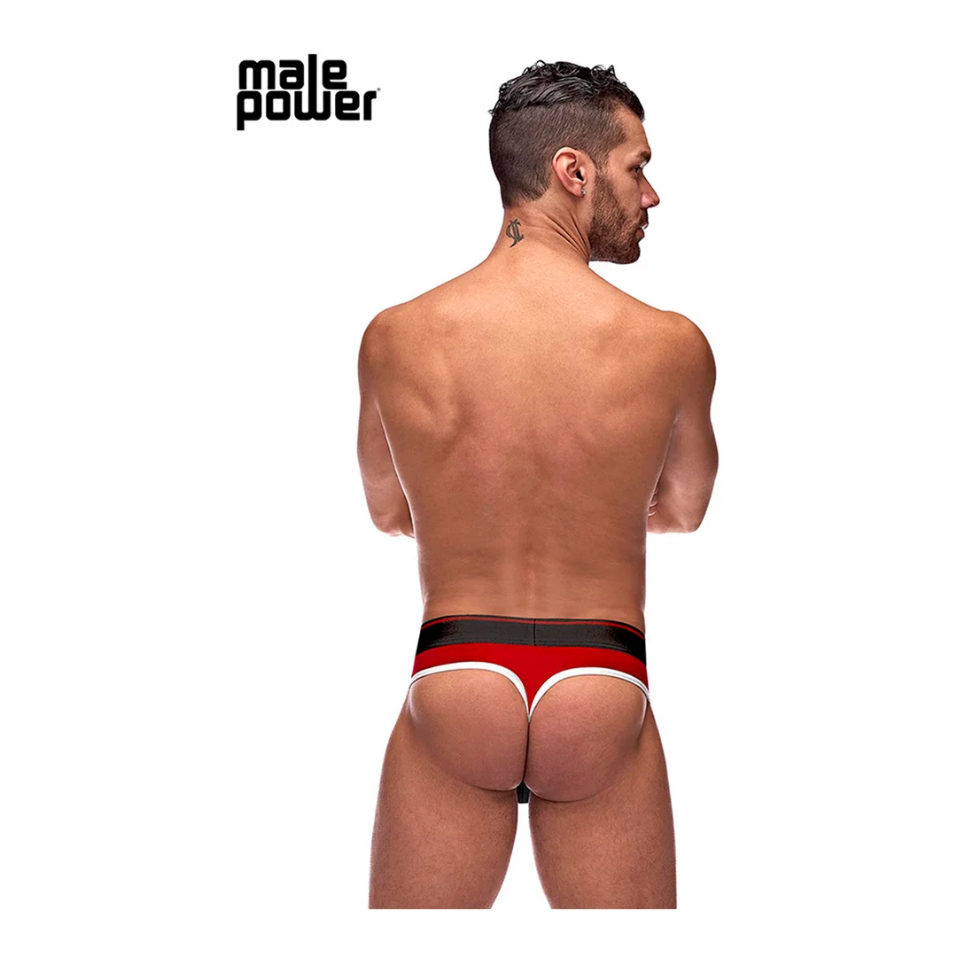 Male Power Panel Thong L/XL nero e rosso - immagine 3