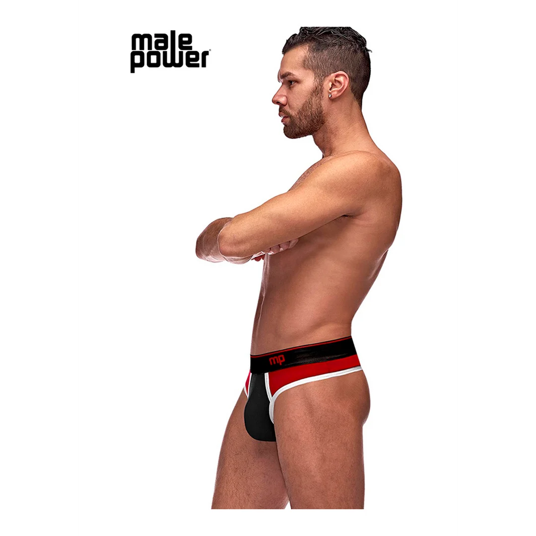 Male Power Panel Thong L/XL nero e rosso - immagine 14