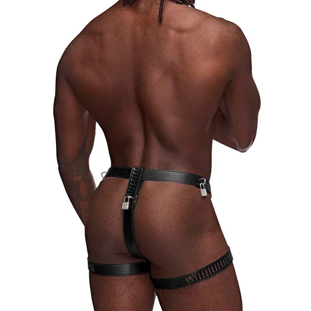 550266BK1S-5 Perizoma BDSM da uomo con lucchetto di castità per un look audace e aderente – Male Power - immagine 1