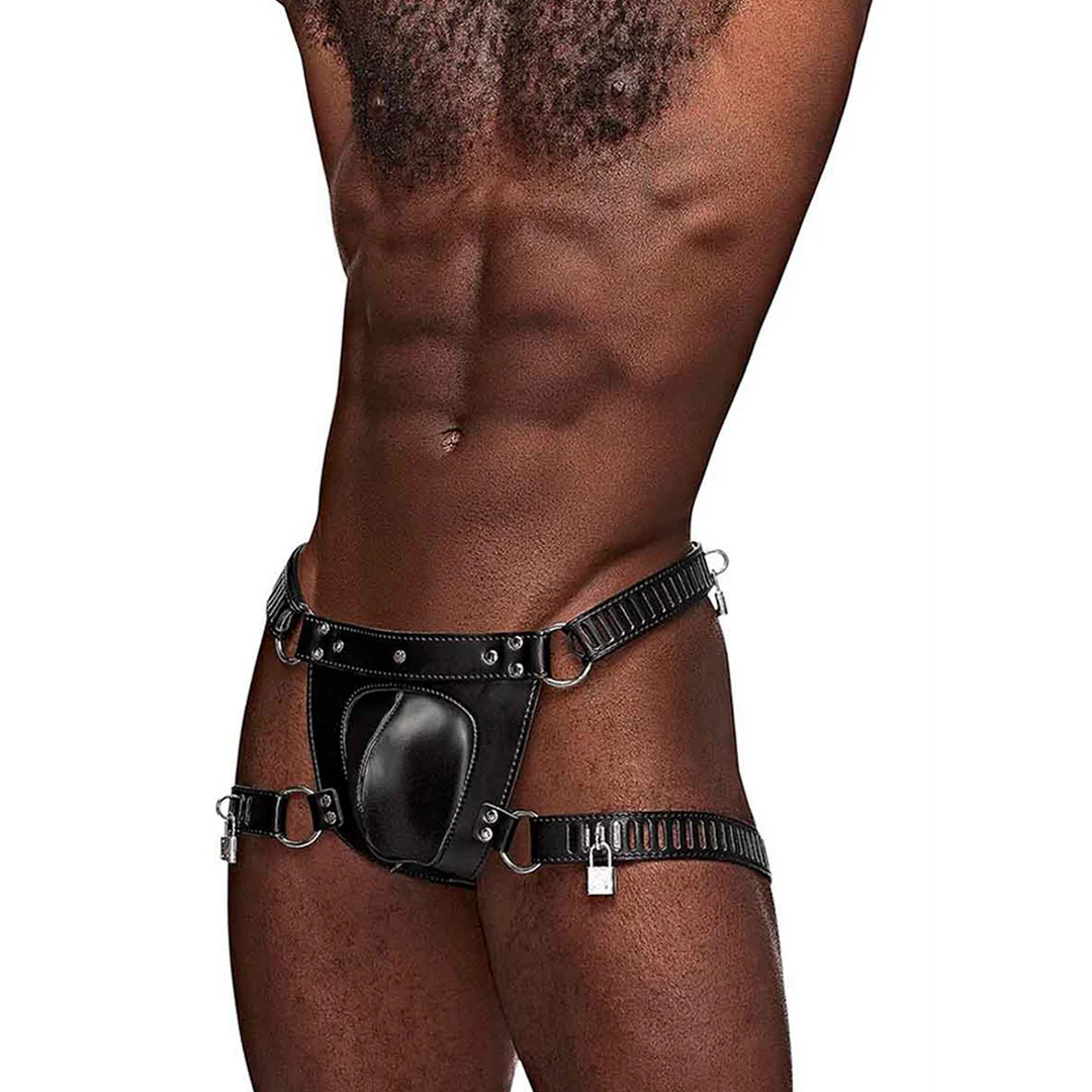 Perizoma BDSM da uomo con lucchetto di castità per un look audace e aderente – Male Power - immagine 4