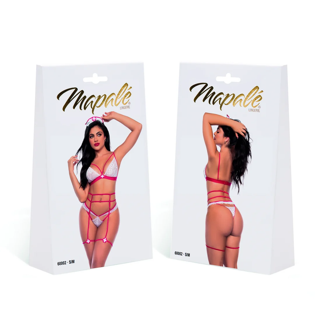 Lingerie per il gioco di ruolo con top e perizoma in pizzo per un look seducente, LIN - immagine 5