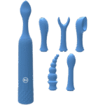 Mini vibratore con 6 testine intercambiabili e 10 modalità | iVibe Select iQuiver (Periwinkle/Red Velvet) Doc Johnson - immagine 2