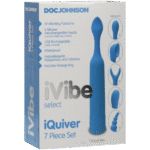 Mini vibratore con 6 testine intercambiabili e 10 modalità | iVibe Select iQuiver (Periwinkle/Red Velvet) Doc Johnson