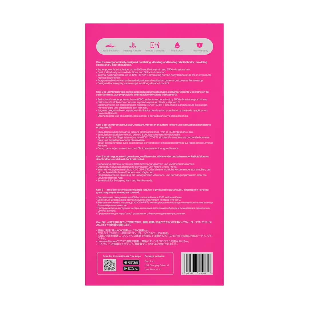 Vibratore rabbit Lovense, rosa, oscillante e riscaldante con telecomando - immagine 2