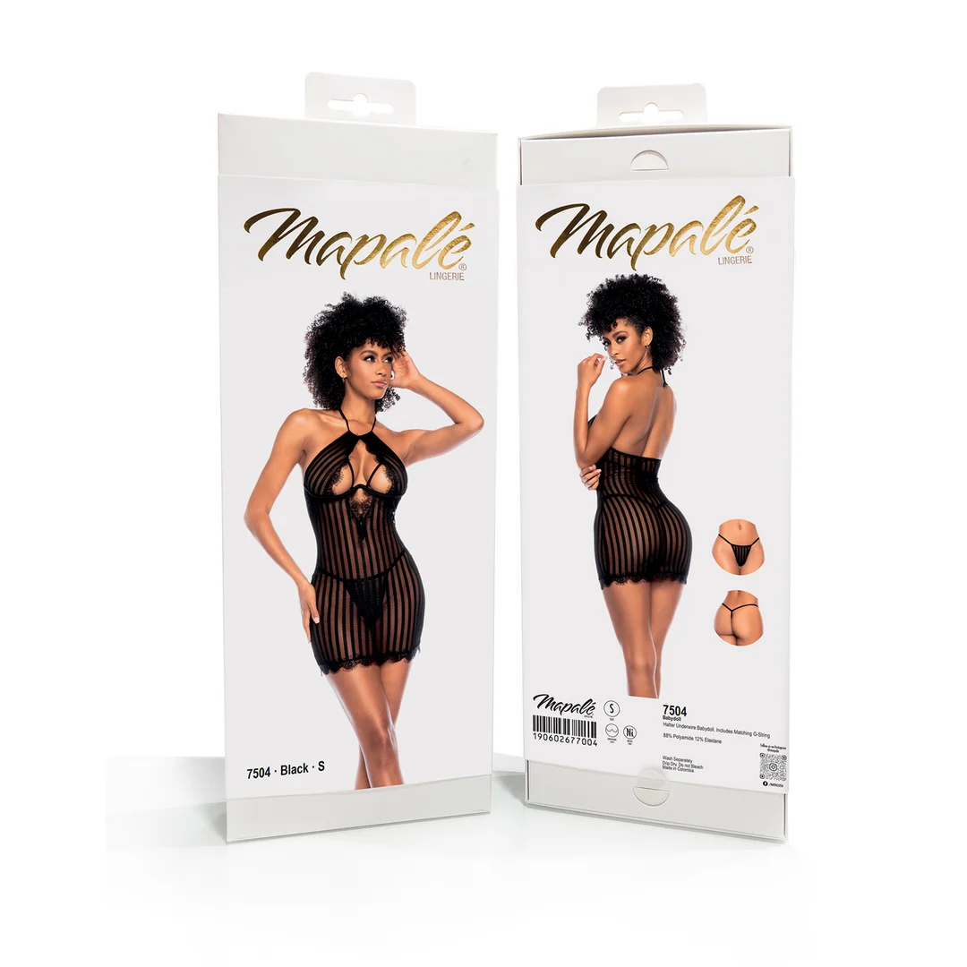 Babydoll sexy con righe verticali e pizzo per una silhouette raffinata - LIN - immagine 20