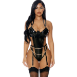 Body in vinile sexy con anello a O e dettaglio a catena per un look da sera – Your Missing Link - immagine 2