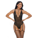 Body lingerie con choker a fasce e reggicalze per un look seducente – Sweet Dot - immagine 2