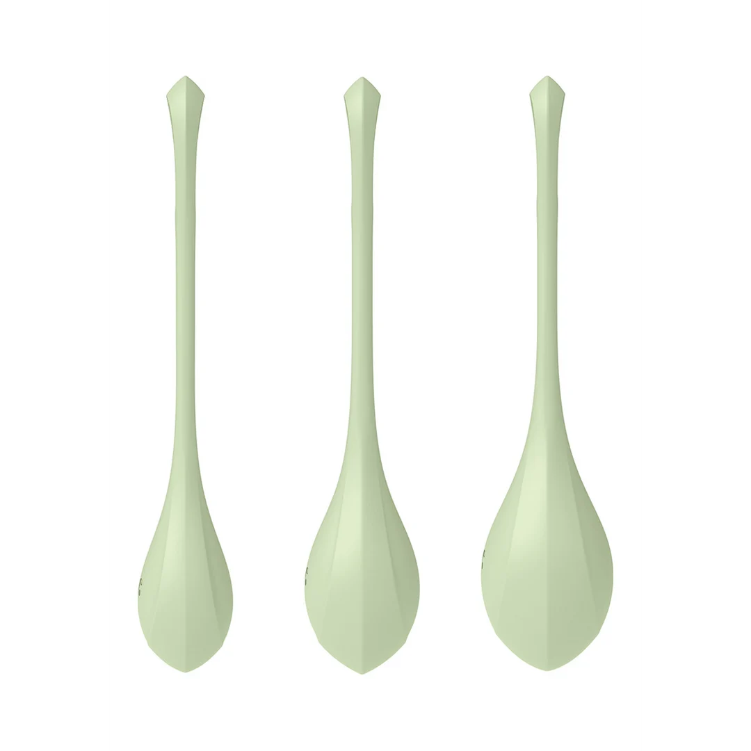 Sex toy per allenare il pavimento pelvico, dalla forma morbida – Yoni Power 2 – Set di palline Kegel – Verde chiaro - immagine 3