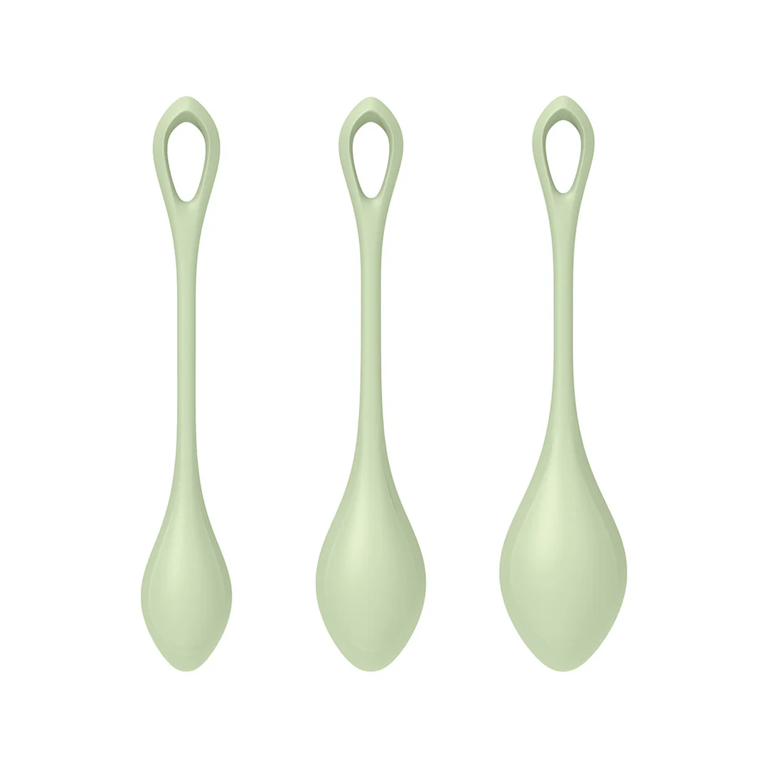 Sex toy per allenare il pavimento pelvico, dalla forma morbida – Yoni Power 2 – Set di palline Kegel – Verde chiaro - immagine 4