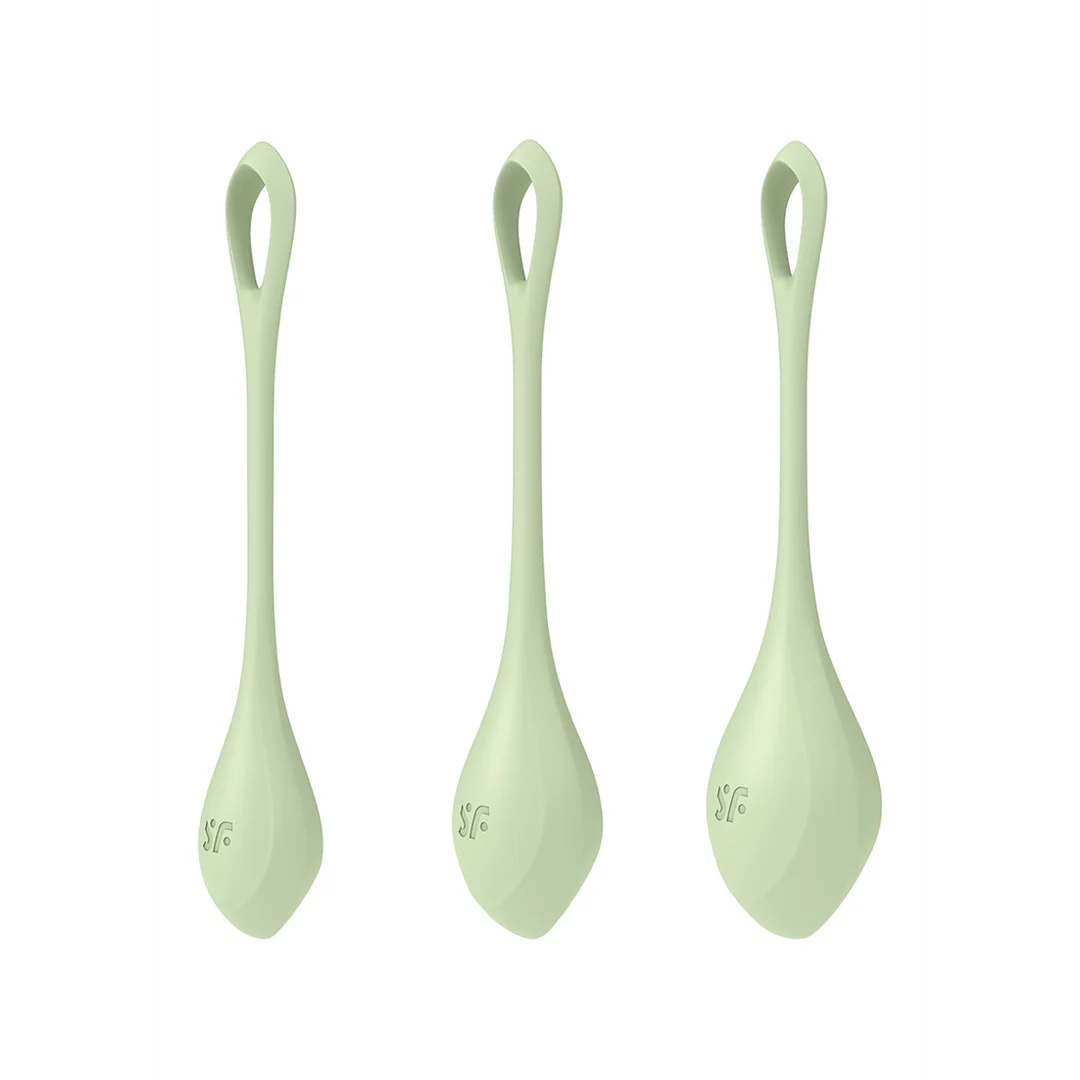 Sex toy per allenare il pavimento pelvico, dalla forma morbida – Yoni Power 2 – Set di palline Kegel – Verde chiaro - immagine 5