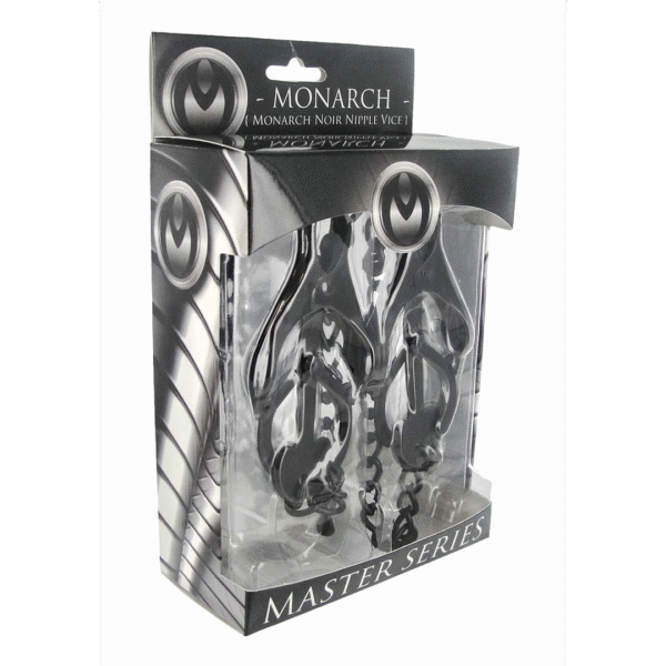 Pinze per capezzoli Monarch Noir nere con catena