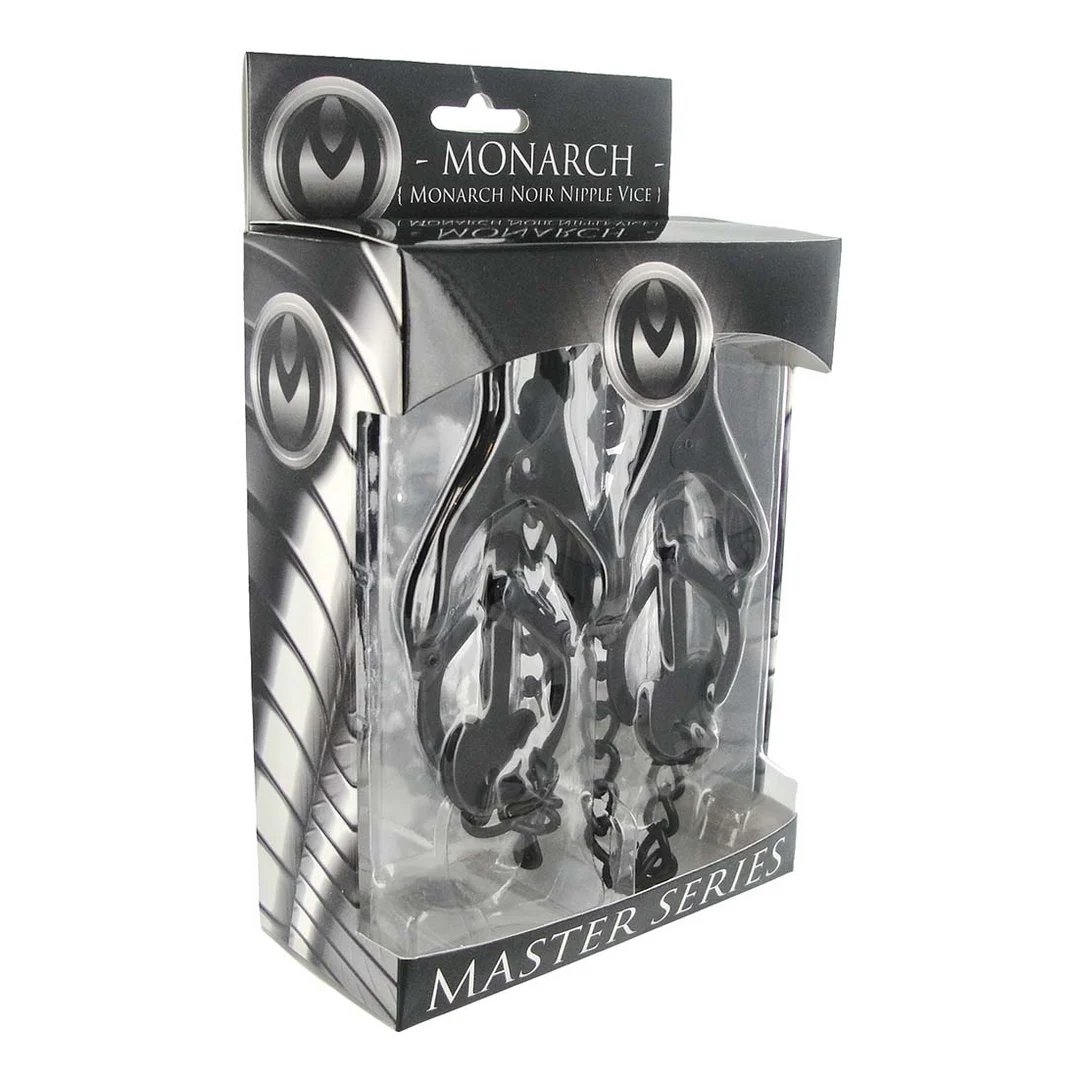 Pinze per capezzoli Monarch Noir nere con catena - immagine 1