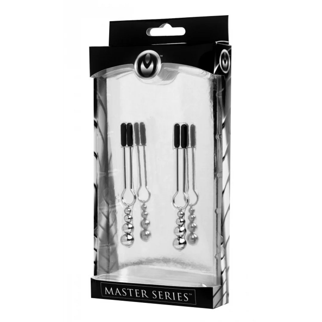 Set decorativo di pinze per capezzoli XR Brands con perline triple - immagine 1