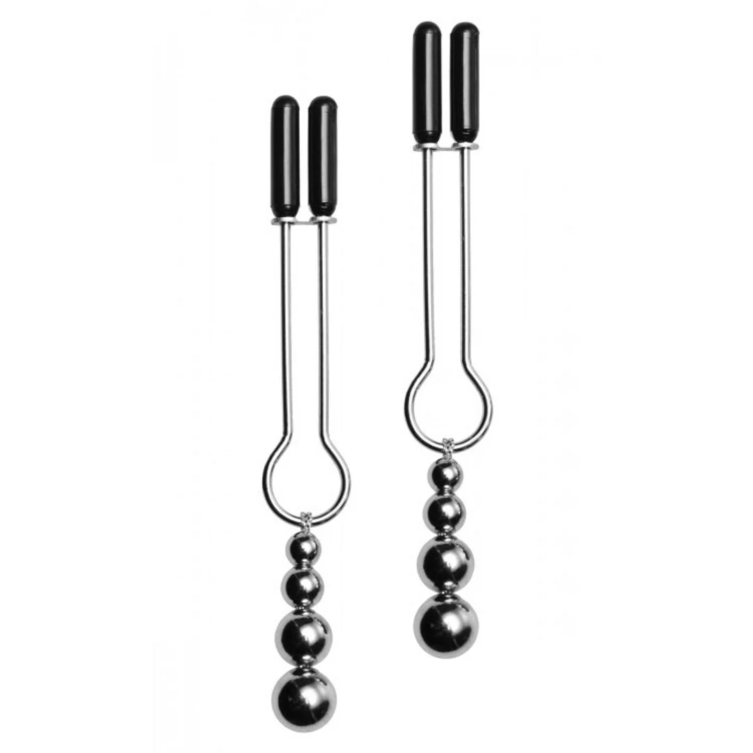 Set decorativo di pinze per capezzoli XR Brands con perline triple - immagine 3