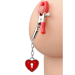 Morsetti BDSM per capezzoli a pressione regolabile, lucchetto Charmed Heart - immagine 2