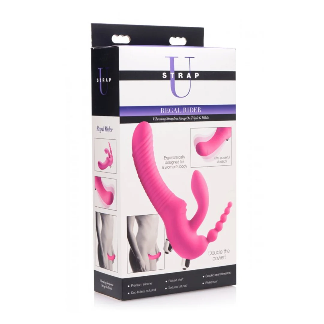 AF468-2 Vibratore senza imbracatura con tripla stimolazione per chi lo indossa e il partner: Regal Rider XR Brands - immagine 1