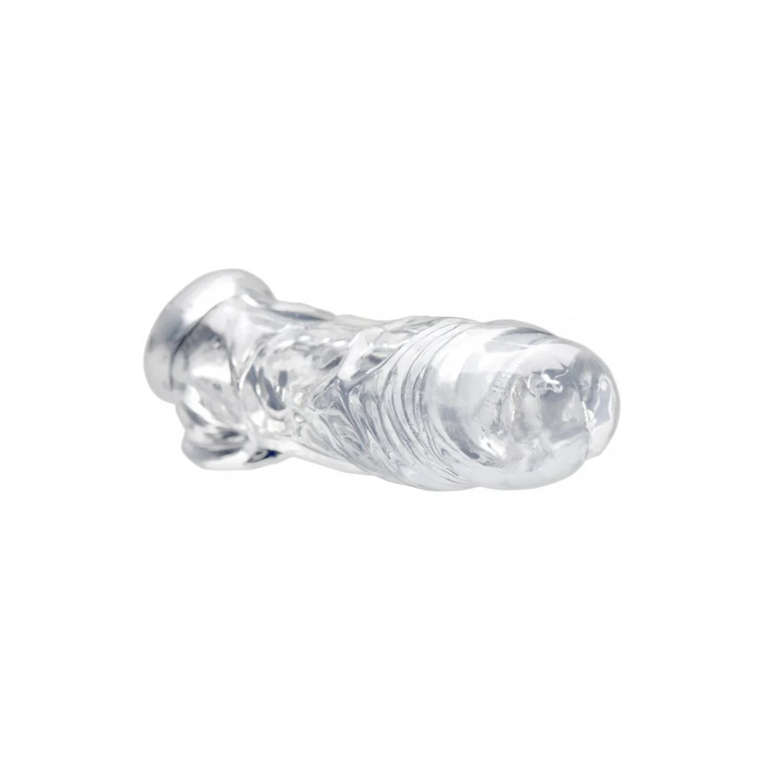 XR Brands guaina per pene realistica trasparente con anello allungatesticoli - immagine 2