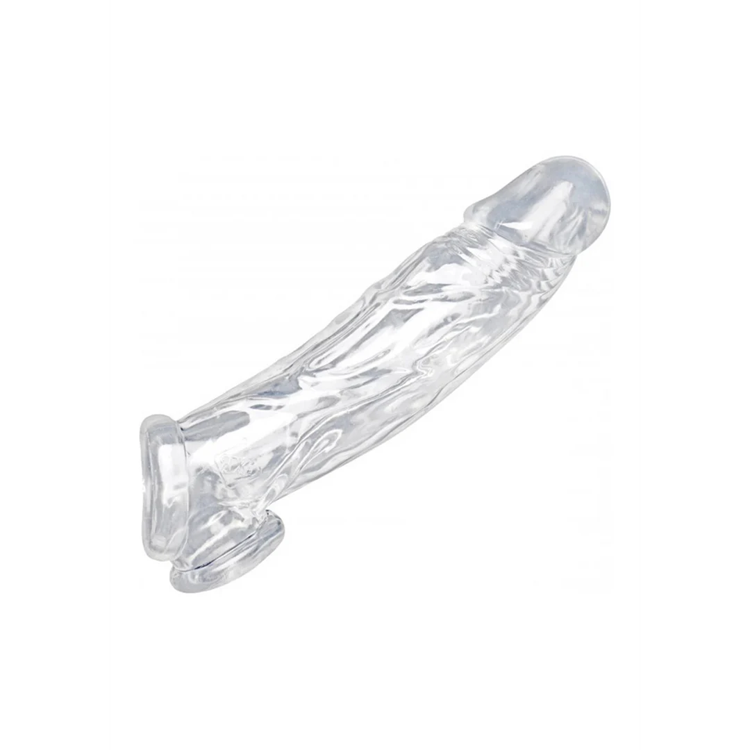 XR Brands guaina per pene realistica trasparente con anello allungatesticoli - immagine 3