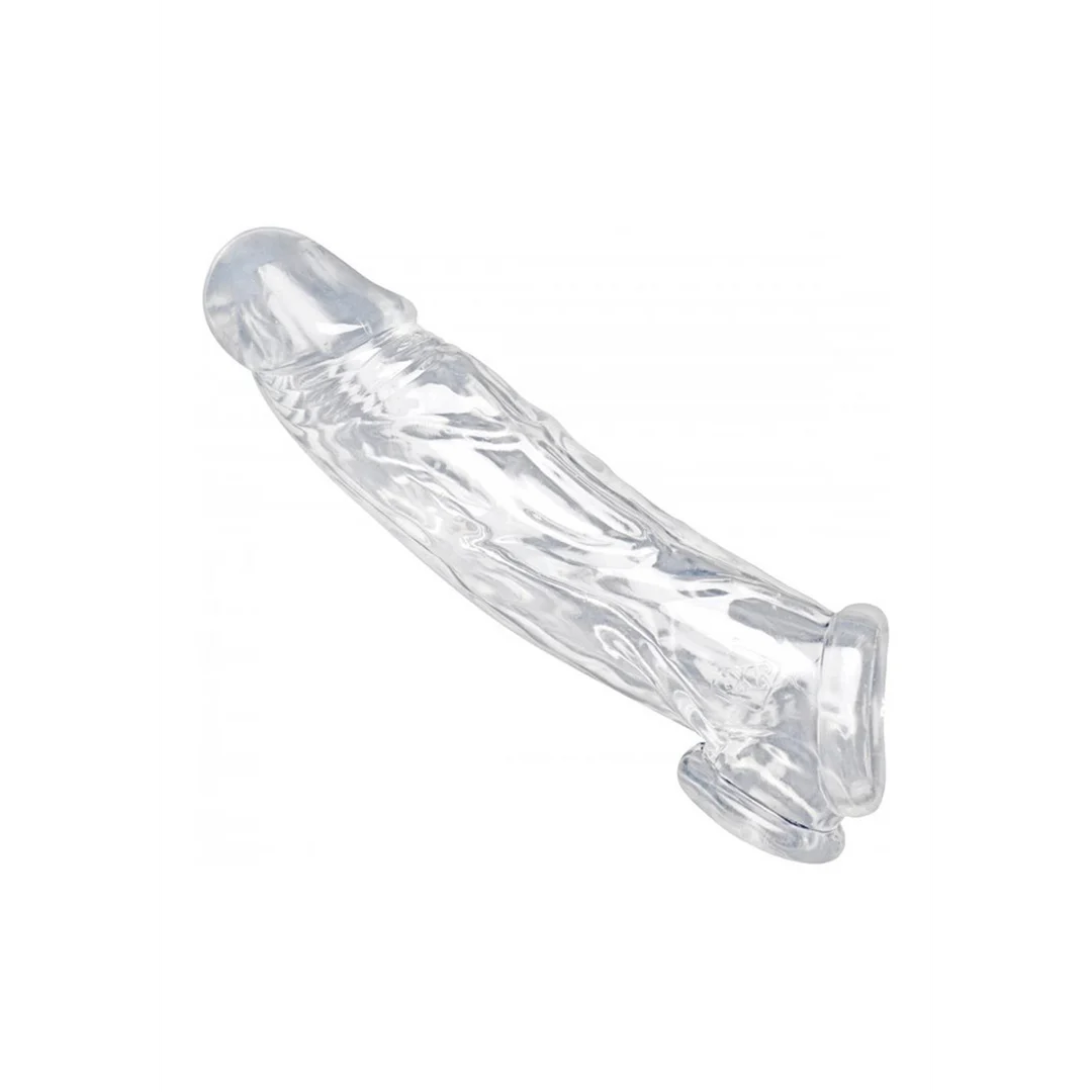 XR Brands guaina per pene realistica trasparente con anello allungatesticoli - immagine 4