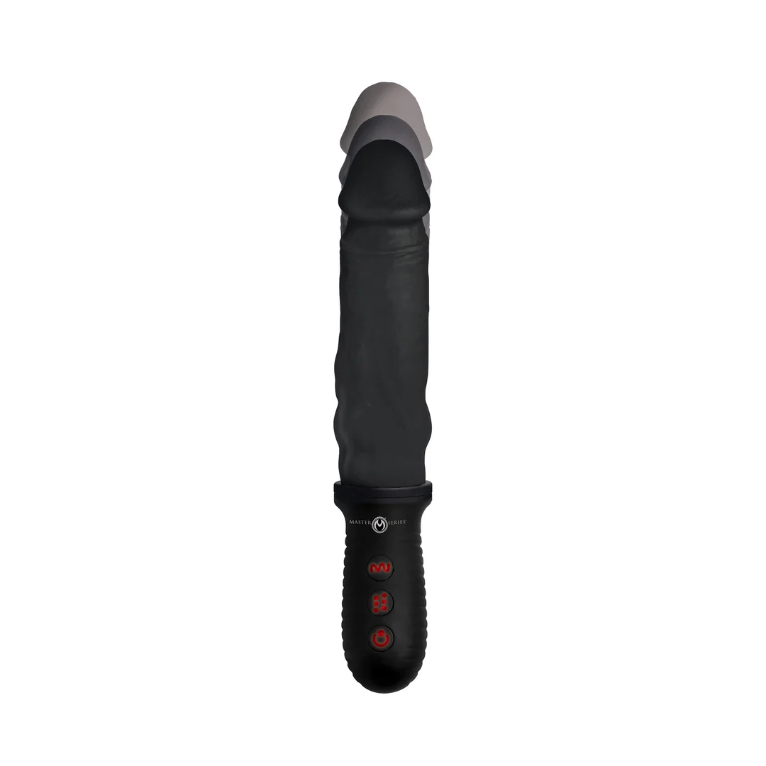 Vibratore realistico con vibrazione e movimento automatico di spinta, nero, XR Brands - immagine 3