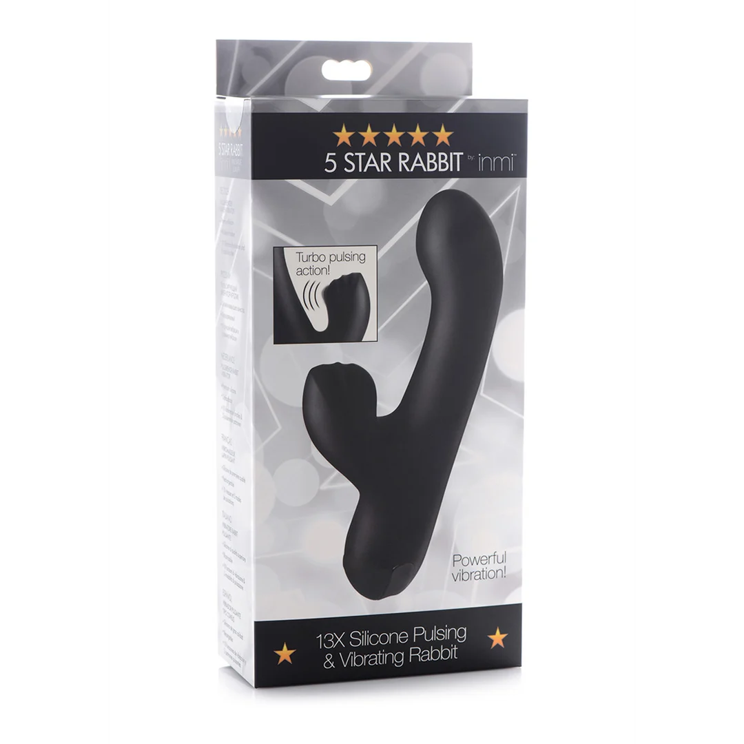 AG507-BLACK-2 Vibratore rabbit, stimolatore clitorideo pulsante e 10 modalità di vibrazione, XR Brands - immagine 1