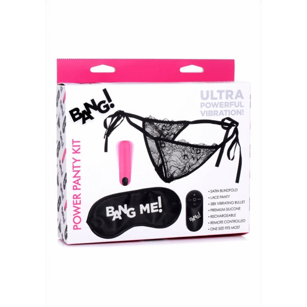 Power Panty con slip in pizzo, pallina vibrante e benda