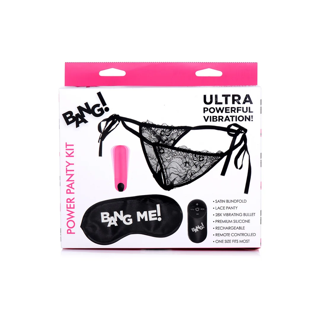 Power Panty con slip in pizzo, pallina vibrante e benda - immagine 2