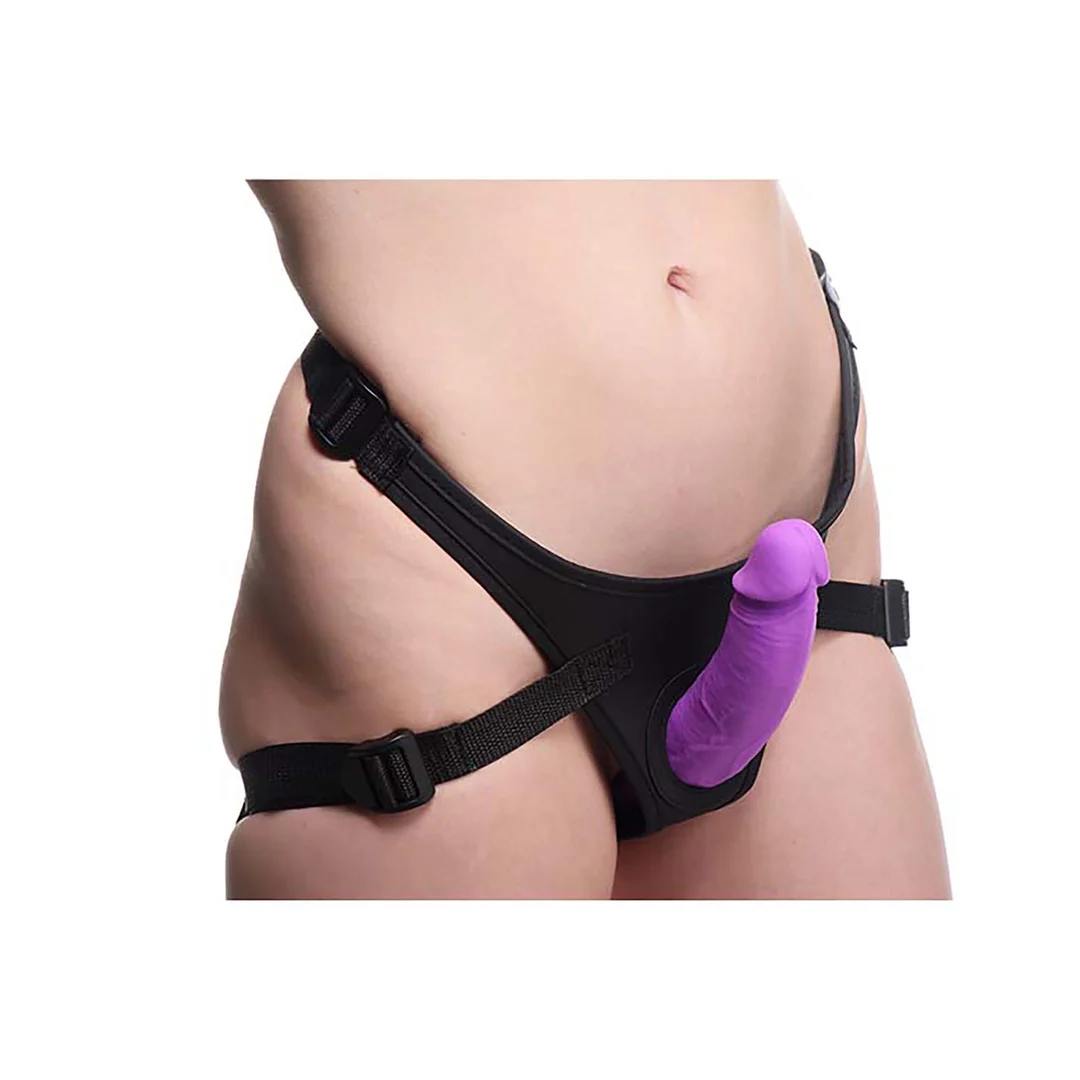 Strap on con fascia regolabile – Double Charmer - Doppio dildo in silicone con imbracatura - immagine 3
