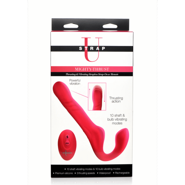 XR Brands Mighty Thrust strapless strap on con funzione di spinta e telecomando