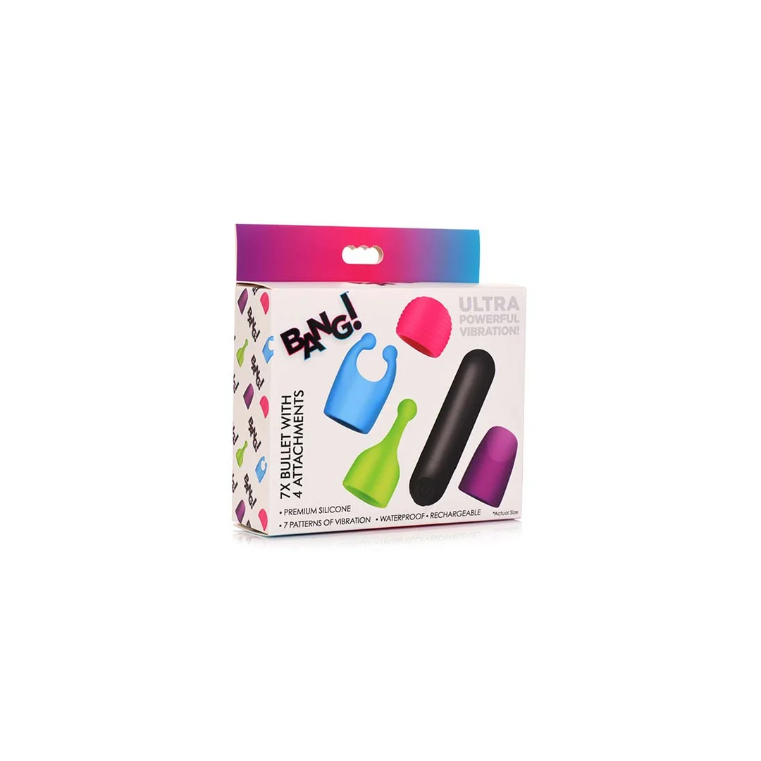 Vibratore bullet ricaricabile con 4 accessori fluorescenti al buio di XR Brands - immagine 1