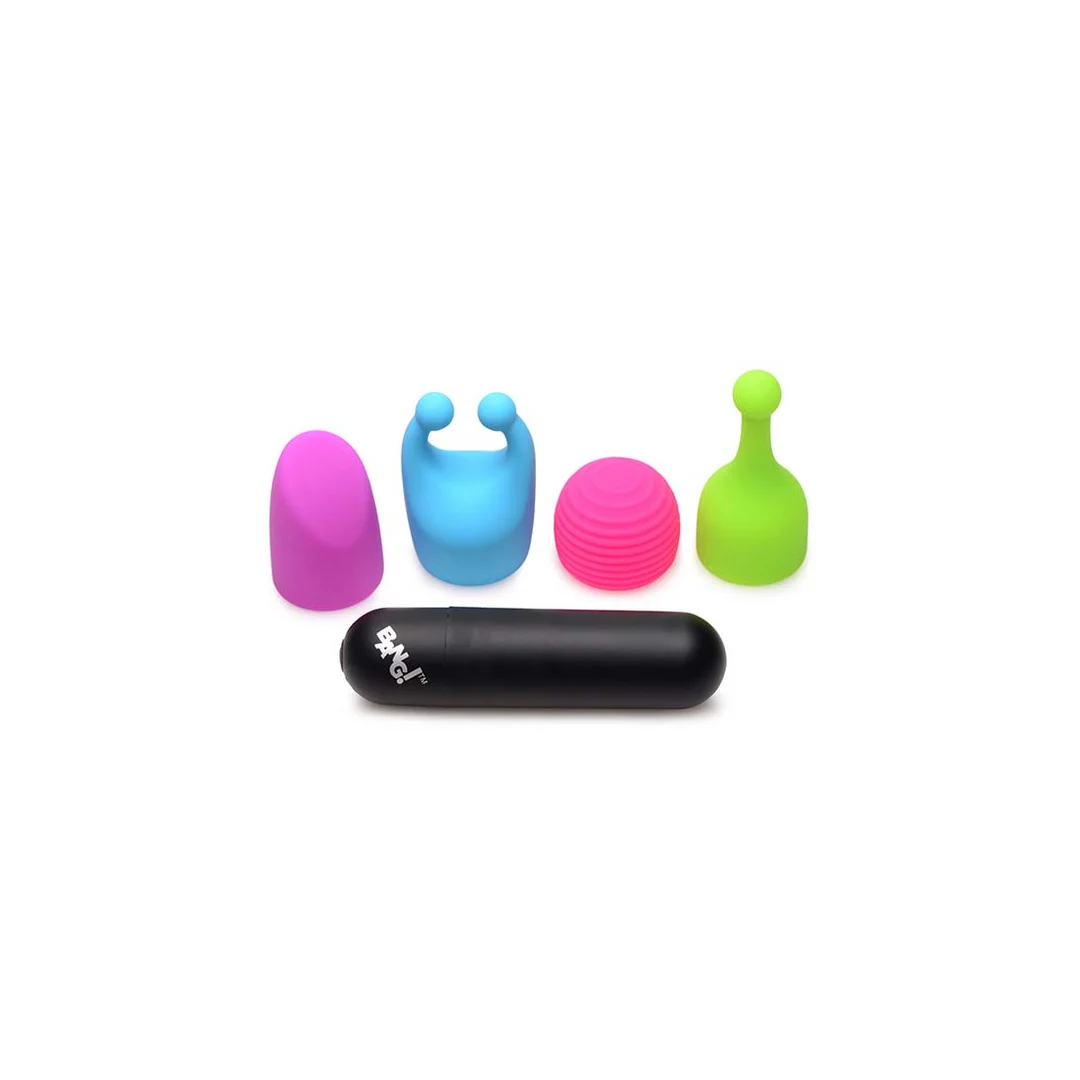 Vibratore bullet ricaricabile con 4 accessori fluorescenti al buio di XR Brands - immagine 5