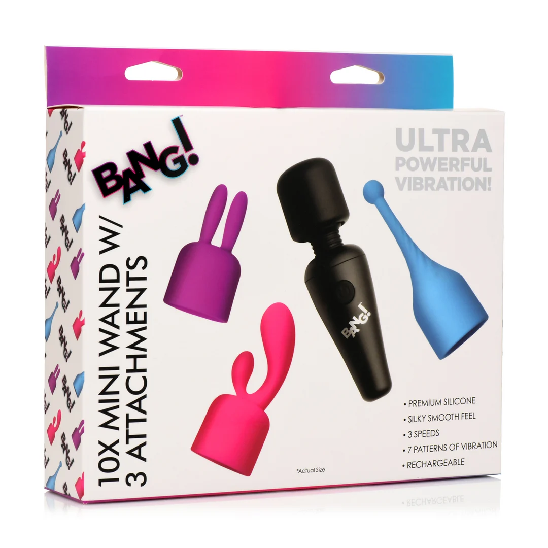 XR Brands Mini Wand Massager con 3 accessori - immagine 1