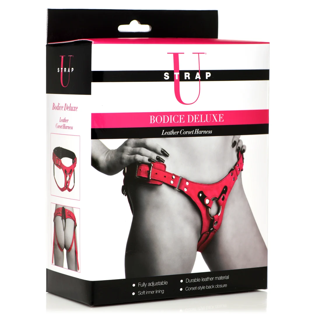 AH143-PINK-2 Imbracatura corsetto in pelle Bodice Deluxe rosa - immagine 1