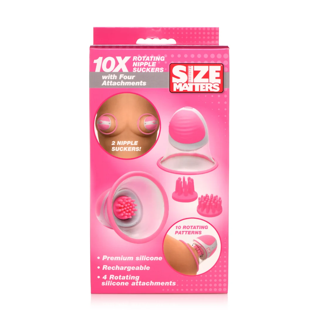 Stimolatore per capezzoli con 10 modalità, succhiatori rotanti in silicone con 2 supporti - immagine 2