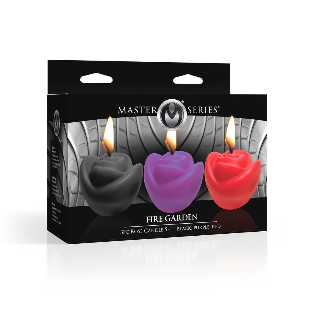 Set di candele a forma di rosa Fire Garden, 3 pezzi - immagine 1