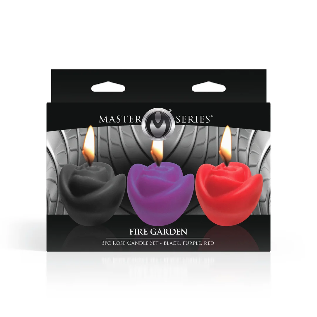 Set di candele a forma di rosa Fire Garden, 3 pezzi - immagine 2