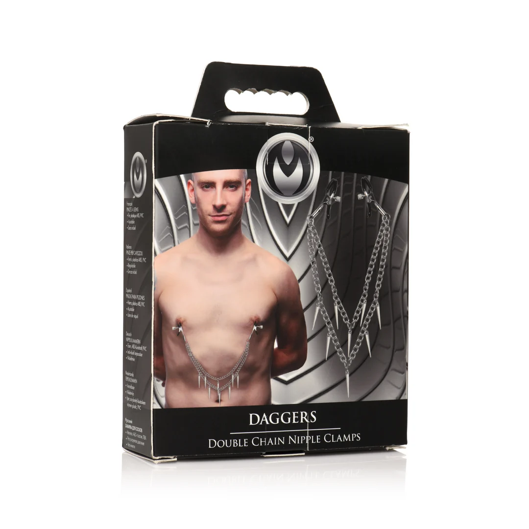 Pinze per capezzoli XR Brands Dagger a doppia catena - immagine 3