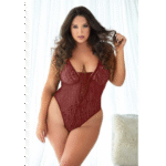 Body Allure in pizzo con stampa leopardata, color rubino - immagine 2