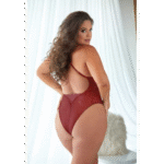Body Allure in pizzo con stampa leopardata, color rubino