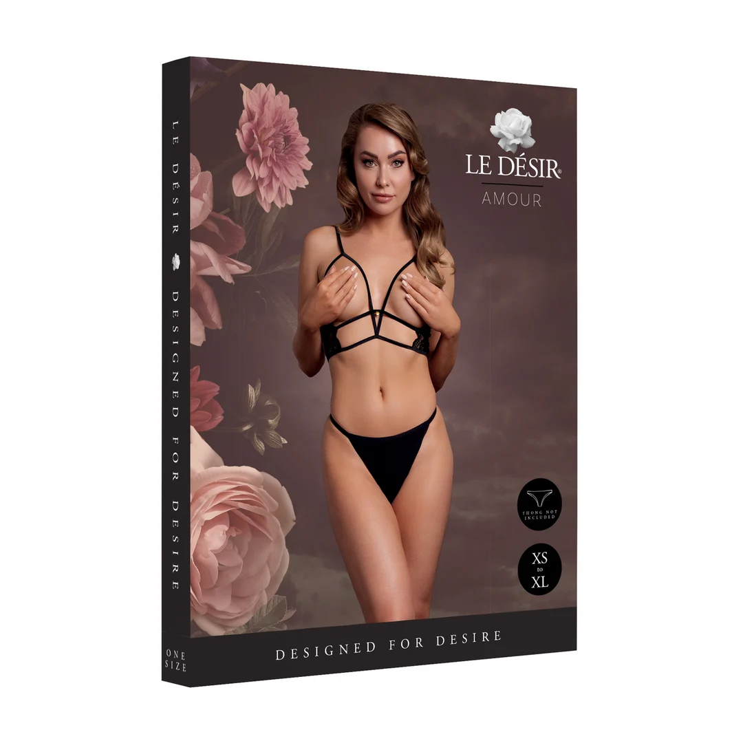 AMR001BLKOS-2 Reggiseno a triangolo in pizzo con coppe aperte per un look seducente – Le Desir - immagine 1