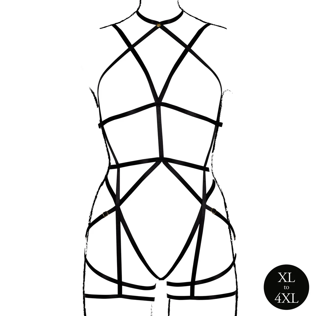 Body curvy con coppe aperte e reggicalze, per curve seducenti – LIN - immagine 4