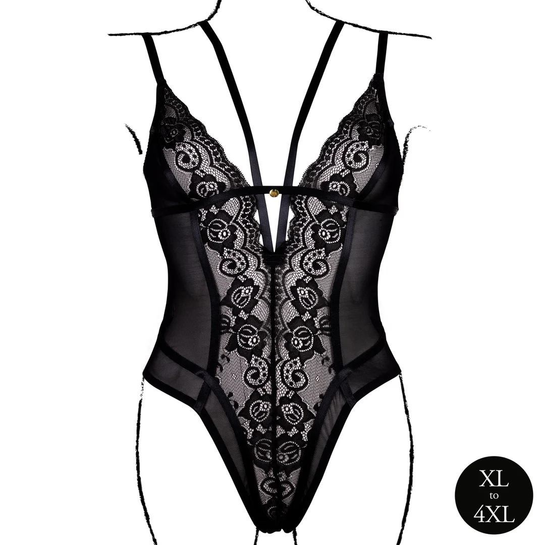 Body in pizzo con cursori regolabili, per una silhouette curvy – Le Desir - immagine 4