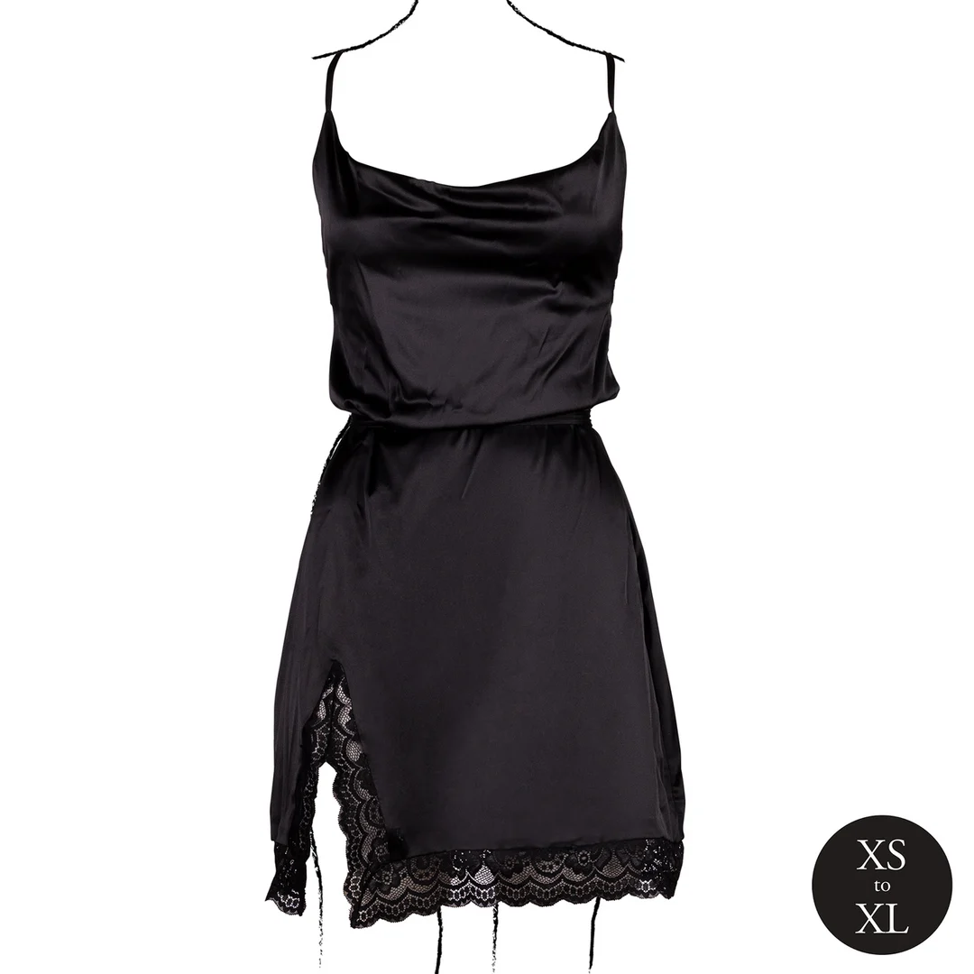 Abito sexy in raso plus size con schiena scoperta e spacco, per un look curvy glamour – Le Desir - immagine 10