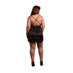 Abito sexy in raso plus size con schiena scoperta e spacco, per un look curvy glamour – Le Desir - immagine 3