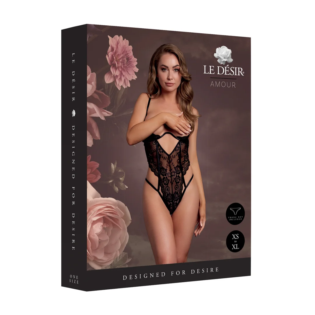 Body in pizzo con coppe aperte per un look curvy seducente – Le Desir - immagine 7