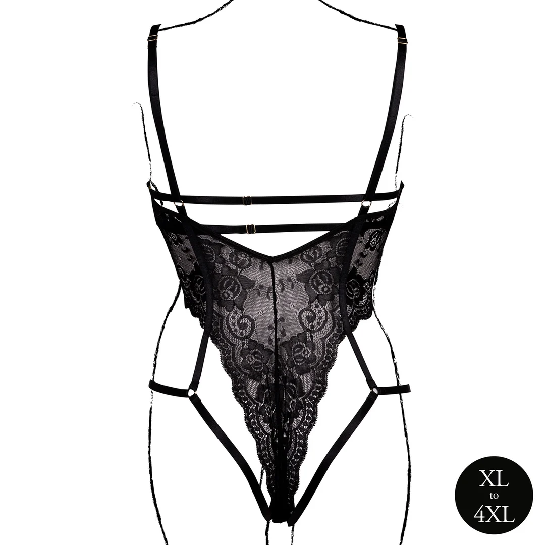 Body in pizzo con coppe aperte per un look curvy seducente – Le Desir - immagine 5